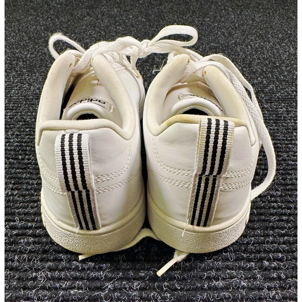 Adidas Advantage F36746 Men's 9.5 White Black 3 Stripe Low Top Sneakers Shoes
